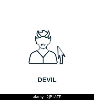 Devil icon. Monochrome simple line Game Element icon for templates, web design and infographics Stock Vector