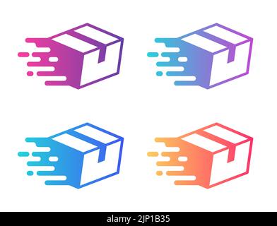 fast delivery color vector icons with trendy gradients isolated on white background Stock Vector