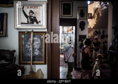 Forli, Italy. 10th Aug, 2022. Italians visit the house of former Italian dictator Benito Mussolin in Forli, which was bought from the Mussolini family at the turn of the millennium and turned into a private museum. Italy will elect a new government on Sept. 25, 2022, with Giorgia Meloni's post-fascist 'Fratelli d'Italia' party expected to win. (to dpa 'Italy's election favorite Meloni and fascism - 'worry is real'') Credit: Oliver Weiken/dpa/Alamy Live News Stock Photo