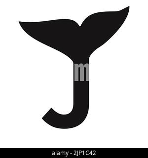 Letter J Whale Logo Design Template Vector Sign Stock Vector