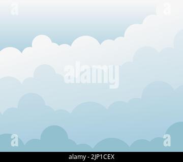 Blue blurry abstract texture with cumulus cloudy shapes. Overcast Background banner wall paper. Flat Art Vector Illustration Stock Vector