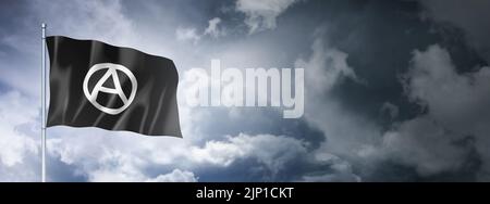 Anarchy flag on a cloudy sky, three dimensional render Stock Photo