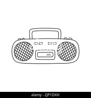 Boombox radio line art design. outline classic radio for musical ...