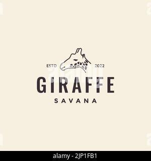 head giraffe hipster logo design Stock Vector