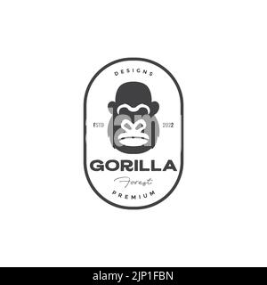 old gorilla head badge vintage logo design Stock Vector