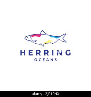 lines art abstract fish herring logo Stock Vector