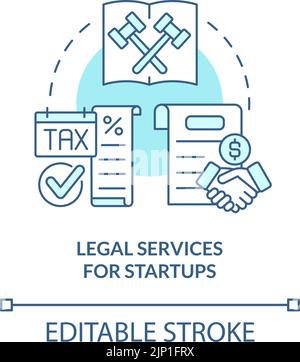 Legal services for startups turquoise concept icon Stock Vector
