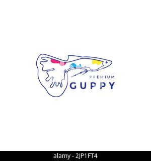 lines abstract guppy fish logo design Stock Vector
