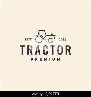 minimal tractor hipster logo design Stock Vector