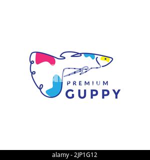 abstract fish guppy lines art logo design Stock Vector