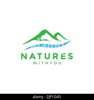 mountain with water modern logo design Stock Vector