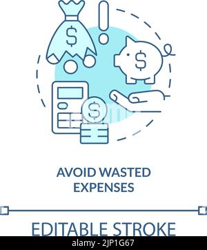Avoid wasted expenses turquoise concept icon Stock Vector