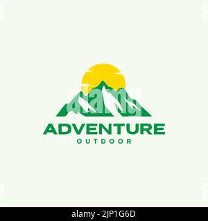 colorful mountain with sunset logo design Stock Vector
