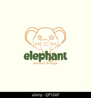 face cute elephant kids logo Stock Vector