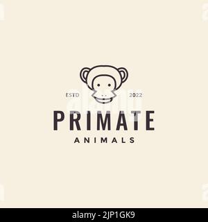 face minimal primate monkey hipster logo Stock Vector