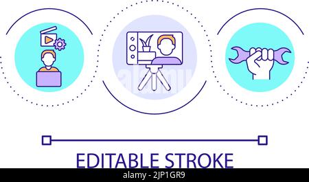 Watching DIY tutorial loop concept icon Stock Vector