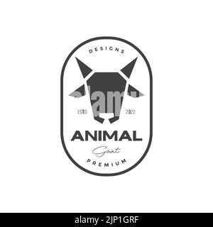 triangle head goat badge vintage logo Stock Vector
