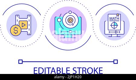 Natural science online courses loop concept icon Stock Vector