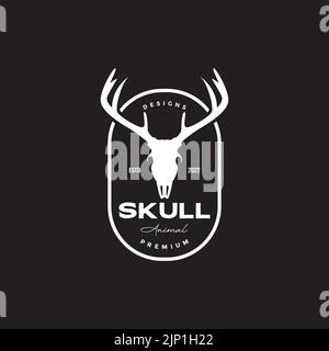 deer skull badge vintage logo Stock Vector