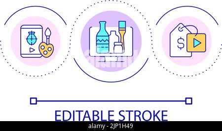 Art and crafts courses on internet loop concept icon Stock Vector