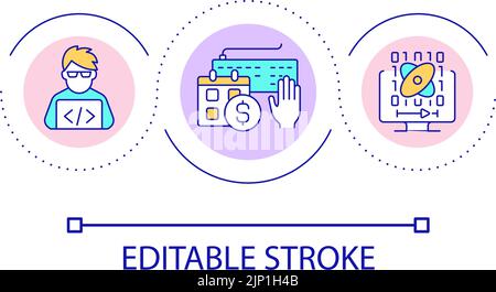 Software engineer courses loop concept icon Stock Vector