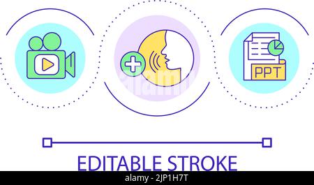 Visual presentation with voice over loop concept icon Stock Vector