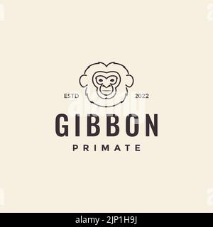 face line gibbon hipster logo Stock Vector