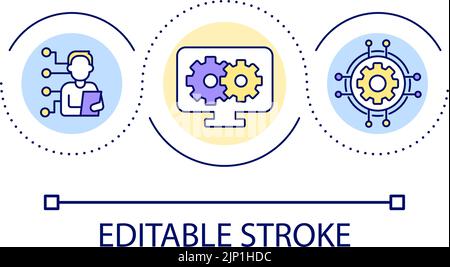 Digital network building loop concept icon Stock Vector