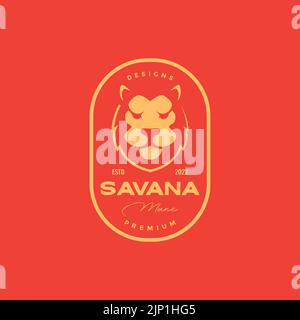 vintage badge lion mane logo Stock Vector