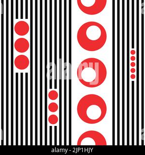 Seamless Vertical Stripe and Circle Pattern. Vector Striped Background Stock Vector