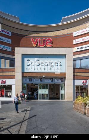 Main entrance to St George's shopping centre, Harrow, Middlesex, England, UK Stock Photo