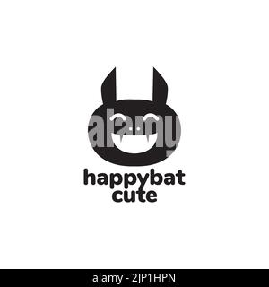 cute cartoon face bats laugh logo Stock Vector