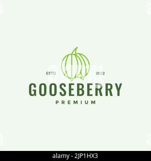 green line fruit gooseberry logo Stock Vector