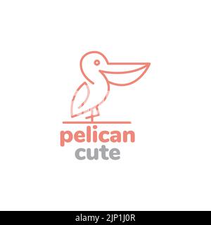 line art little pelican logo design Stock Vector