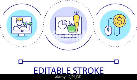 Healthy lifestyle paid tutorials loop concept icon Stock Vector