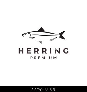 minimalist herring fish logo design Stock Vector