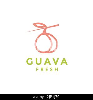 modern fresh fruit guava logo design Stock Vector
