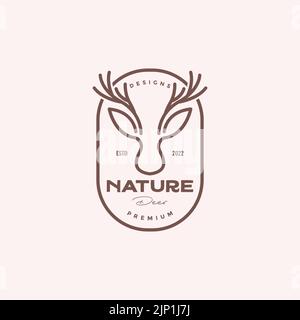 vintage badge deer horn logo design Stock Vector