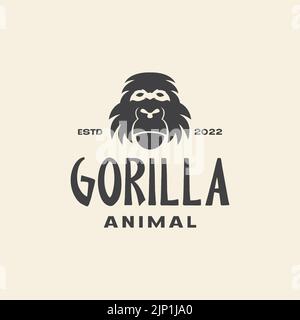 vintage hipster face old gorilla logo design Stock Vector