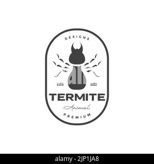 vintage badge termite insect logo design Stock Vector