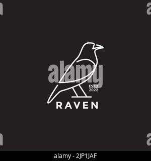 modern art line raven logo design Stock Vector