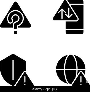 Internet connection issues black glyph icons set on white space Stock Vector