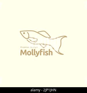 lines art betta fish logo design Stock Vector