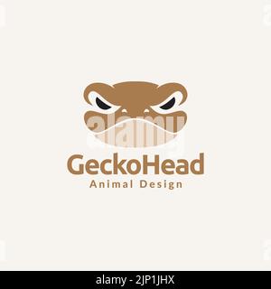 cute head gecko logo design Stock Vector