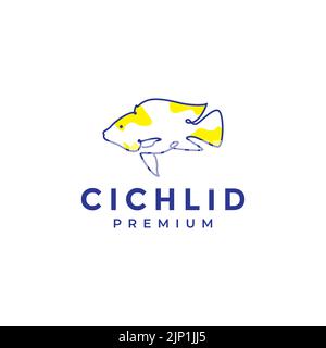 abstract fish cichlid logo design Stock Vector