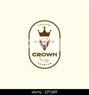 badge with king beard crown logo design Stock Vector