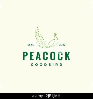 nature leaves with bird peacock logo Stock Vector
