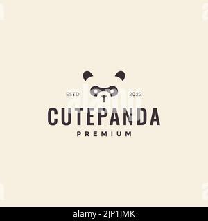 face hipster panda minimal logo Stock Vector