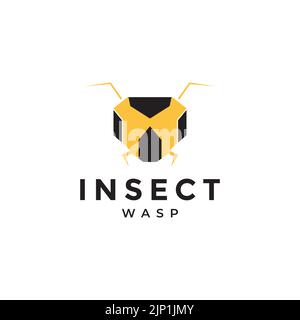 head robotic wasp logo design Stock Vector