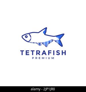abstract blue tetra fish logo Stock Vector